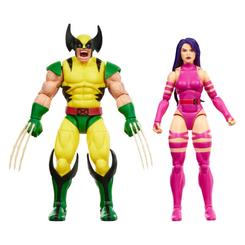 Pack Marvel Legends Series de Wolverine y Psylocke de aproximadamente 15 cm. Incluye 19 accesorios, cabezas y manos alternativas, efectos de poder y 20 puntos de articulación.