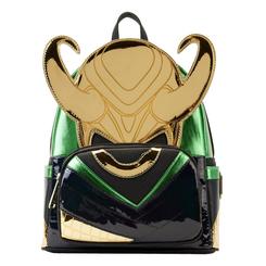 Si te gusta el universo Marvel y quieres lucir un accesorio original y divertido, no te pierdas el nuevo Marvel by Loungefly Backpack Loki Shine. Se trata de una mochila de poliéster y cuero sintético con un diseño inspirado en el dios del engaño,
