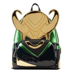 Si te gusta el universo Marvel y quieres lucir un accesorio original y divertido, no te pierdas el nuevo Marvel by Loungefly Backpack Loki Shine. Se trata de una mochila de poliéster y cuero sintético con un diseño inspirado en el dios del engaño,