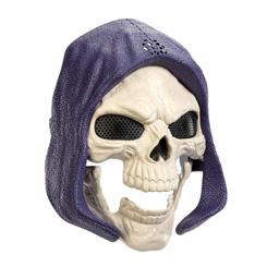 La máscara Skeletor Masters of the Universe 2026 no necesita levantar la voz para dominar una vitrina. Su calavera marfil bajo la capucha púrpura crea una presencia teatral, oscura y reconocible desde el primer golpe de vista.
