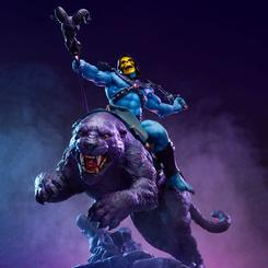 Estatua Masters of the Universe Skeletor & Panthor "Classic" Deluxe, de Sideshow y Tweeterhead. ¡El despiadado líder de los Guerreros del Mal, Skeletor, junto con su impresionante luchador sin miedo, el feroz gato, Panthor!