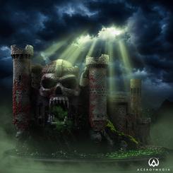 La réplica Castillo Grayskull Masters of the Universe levanta su silueta como una fortaleza arrancada directamente de Eternia. La calavera frontal, el puente en forma de mandíbula y las torres almenadas convierten esta réplica Castillo Grayskull