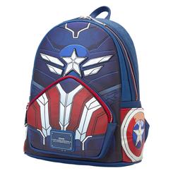 ¡Atrévete a defender tu estilo con la valentía del Capitán América y la audacia del diseño Brave New World! Esta mochila Loungefly, fabricada en piel vegana de poliuretano