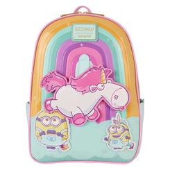 Un arcoíris de diversión invade tu día con la Mochila Fluffy Unicornio Minions Loungefly de 30,48 × 10,16 × 22,86 cm, donde los adorables Minions se rinden al encanto del Unicornio esponjoso 
