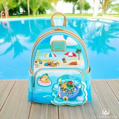 La alegría del verano se materializa en la Mochila Pool Party Pokémon Loungefly de 26,67 cm de alto, 22,86 cm de ancho y 11,43 cm de fondo, confeccionada en poliuretano duradero y decorada