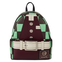 El icónico tablero a cuadros verdes y negros de Tanjiro Kamado da vida a esta mochila de Loungefly, cuyas medidas de 22,86 × 11,43 × 26,67 cm ofrecen espacio suficiente para llevar tus objetos con estilo y comodidad. 