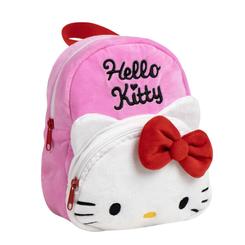 Ternura que se lleva a todas partes. La Mochila Hello Kitty de 22 cm luce el icónico lazo rojo en un frontal acolchado tipo peluche y un bordado “Hello Kitty” que destaca sobre el rosa suave. 