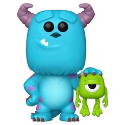 La Figura POP Disney Pixar Monsters Mike & Sulley reúne a los dos personajes en una composición de vinilo marcada por el contraste entre el gran cuerpo azul de Sulley y la pequeña figura verde de Mike.