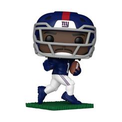 Color Giants en estado puro con el Funko POP! NFL Giants: Malik Nabers (#325), una figura de vinilo de aproximadamente 10 cm que luce casco azul con el emblema “NY”, uniforme oficial 