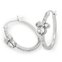 Brillo elegante con guiño Disney: los Pendientes aro Minnie combinan baño de plata con un aro de plata de ley realzado por piedras perfectamente engastadas, y coronado por la icónica cabeza de Minnie 