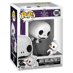 Figura Funko POP & Buddy de Jack Skellington con Zero de The Nightmare Before Christmas, referencia 1808. Incluye a Jack con su traje de rayas y a Zero con su característica nariz naranja.