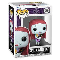 Figura Funko POP Sally with Cat de Pesadilla antes de Navidad, número 1809. Representa a Sally sosteniendo un gato negro y mantiene los rasgos visuales característicos del personaje.