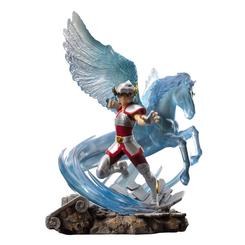 La legendaria armadura del Caballero del Pegaso cobra vida en esta impresionante estatua Deluxe Art Scale 1/10 de Pegasus Seiya. Con un imponente tamaño de aproximadamente 28 cm, esta estatua captura la esencia 