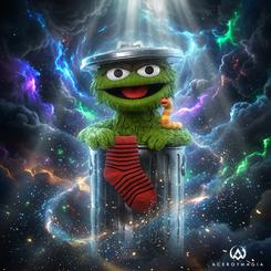 La figura de vinilo Oscar The Grouch Sesame Street parece asomarse desde su cubo con la misma ironía verde que convirtió al personaje en icono. El formato SuperSize le da una presencia inmediata, entre estatua decorativa y