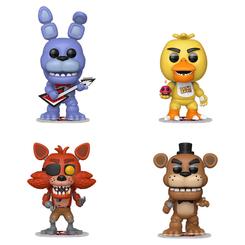 Las luces de la pizzería parecen apagarse en cuanto este grupo entra en escena. El pack de 4 figuras POP Five Nights at Freddy’s reúne a Freddy, Bonnie, Chica y Foxy en una presentación conjunta que concentra la identidad visual del videojuego
