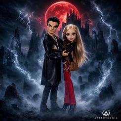 Set Monster High Skullector de Buffy y Angel de Buffy Cazavampiros. Incluye dos muñecos articulados de aproximadamente 26 cm con diseños diferenciados inspirados en ambos personajes.