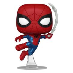 Figura Spider-Man Finale suit realizada en vinilo perteneciente a la línea Pop! de Funko. La figura tiene una altura aproximada de 9 cm., y está basada en Spider-Man: No Way Home. 