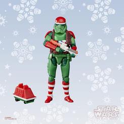 Celebra las fiestas galácticas con la figura de acción del Soldado de Asalto de la Primera Orden con temática festiva de la serie Black de Star Wars. Esta figura completamente articulada, diseñada por Hasbro