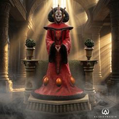 El rojo ceremonial domina la vitrina antes incluso de fijarse en el rostro, y esta estatua Queen Amidala Star Wars sabe aprovechar esa presencia desde el primer vistazo. La estatua Reina Amidala escala 1/10 recoge una de las imágenes más solemnes 