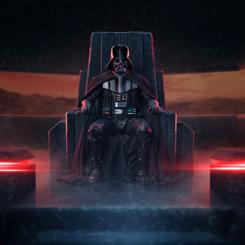 Sentado en su trono con elementos y diseño similares al lugar, actuando como un nexo de los poderes oscuros, Iron Studios presenta con orgullo la estatua "Darth Vader en el Trono - Obi-Wan Kenobi - Replica Legacy 1/4"