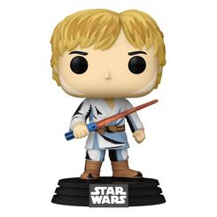 Figura de Luke Skywalker realizada en vinilo perteneciente a la línea Pop! de Funko. La figura tiene una altura aproximada de 9 cm., y está realizada para Star Wars. La línea de figuras POP!