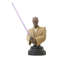 ¡El Consejo Jedi ha hablado! ¡Mace Windu es el próximo mini busto basado en animación a escala 1/7! Con una altura aproximada de 6" (8" con el sable de luz), el líder del Consejo y portador del sable de luz púrpura