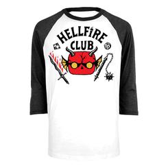 Camiseta oficial Hellfire Club 3/4 POP! Tees, la camiseta está realizada en 100% Algodón. Todo un artículo de culto para los amantes del cine de los años 80. Camiseta de alta calidad realizada en algodón 100%.
