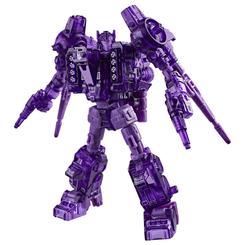 Un destello violeta atraviesa Cybertron y toma forma de robot antes de lanzarse al combate como una nave. La figura Cybertronic Age of the Primes Transformers convierte esa energía oscura en una pieza compacta, transformable