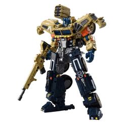El dorado táctico cambia por completo la presencia de Optimus Prime en vitrina. La figura Transformers OG-03 Optimus Prime de Takara Tomy reinterpreta al líder Autobot con una estética mecánica cargada de armamento, volumen