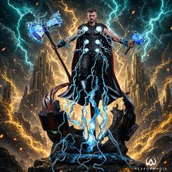 Figura Hot Toys Movie Masterpiece de Thor Deluxe en Vengadores: Doomsday a escala 1/6 y 32 cm. Incluye Mjølnir, Stormbreaker, efectos de rayos, LED y base diorama con cabeza de Sentinel.