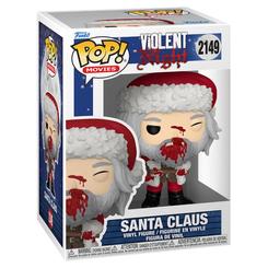 Figura Funko POP! Movies de Santa Claus de Violent Night, realizada en vinilo. Presenta al personaje con traje navideño, barba gris y manchas de sangre, y corresponde al número 2149 de la colección.