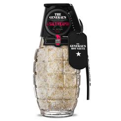 Sal marina de grano grueso totalmente natural mezclada con el mismo puré de habanero secado al sol que hace que Salt Weapon sea tan bueno. El Atlántico proporciona la sal, chiles habaneros cultivados 