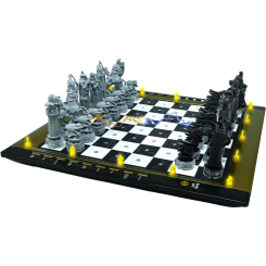 Ajedrez electrónico Harry Potter con luces LED y tablero sensorial. Incluye 64 niveles de dificultad, funciones de entrenamiento y modo multijugador, ideal para aprender y mejorar en ajedrez desde 7 años.