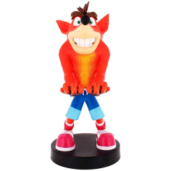 Soporte Cable Guy de 20 cm con la figura de Crash Bandicoot, compatible con mandos de PS5, Xbox Series y teléfonos inteligentes. Diseño funcional y decorativo para gamers.