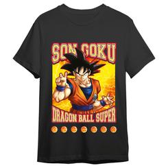 Energía pura y estética legendaria en una prenda que se reconoce al instante: la camiseta Goku Dragon Ball Super para adulto lleva al Saiyan más icónico al centro del diseño con un estampado vibrante 