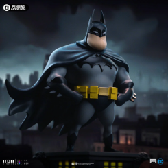 Figura Batman - DC Comics - Animated Icons en polystone con acabado pintado a mano. Representa al Caballero Oscuro en estilo animado sobre una base que simula un tejado, ideal para coleccionistas del universo DC.