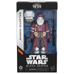 Figura Galactic Marine Revenge Of The Sith Star Wars Black Series de 15 cm con tres accesorios incluidos. Representa a un soldado de los Marinos Galácticos de la película La venganza de los Sith.