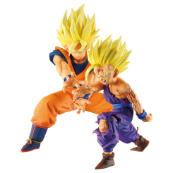 Figura Ichibansho Plus Father-Son Kamehameha Battle Of Gods Dragon Ball de 17 cm que muestra a Goku y Gohan en pose de ataque Kamehameha. Representa un momento clave de la saga con detalles fieles al anime.