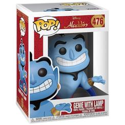 Figura POP Disney Aladdin Genie with Lamp de vinilo con 9 cm de altura. Representa al Genio con su lámpara mágica y se presenta en caja regalo con ventana.