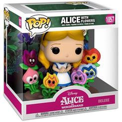 Figura POP Disney Alicia en el País de las Maravillas 70th Alice with Flowers de vinilo con 9 cm de altura. Representa a Alicia rodeada de flores sonrientes y viene en caja regalo con ventana.