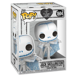 Figura POP Disney Pesadilla Antes de Navidad Jack Skellington de vinilo con caja regalo. Representa al personaje principal con detalles en azul y su característico traje a rayas en un diseño compacto ideal para coleccionar.