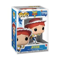 Figura POP Disney Pixar Toy Story 5 Jessie en vinilo con base transparente y caja regalo. Representa a Jessie con su traje vaquero y sombrero rojo en una pose dinámica.