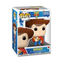 Figura POP Disney Pixar Toy Story 5 Woody en vinilo con caja regalo. Representa al vaquero Woody con su característico sombrero y pañuelo rojo en el estilo Funko POP.