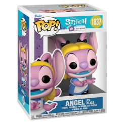 Figura POP Disney Stitch Angel as Alice en vinilo con caja regalo. Representa a Angel con el vestido de Alicia en el País de las Maravillas, ideal para coleccionistas y fans de Disney Stitch.