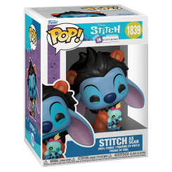 Figura POP Disney Stitch as Scar de vinilo en caja regalo. Combina los personajes de Stitch y Scar en un diseño original y divertido, ideal para coleccionistas y fans de Disney.