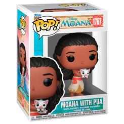 Figura POP Disney Vaiana Moana 3 Moana with Pua en vinilo con Moana y su mascota Pua. Diseño característico de la línea POP, ideal para coleccionistas y fans de la película Vaiana.