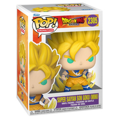 Figura POP Dragon Ball Daima Super Saiyan Son Goku Mini en vinilo con diseño compacto y caja regalo. Representa a Son Goku en su transformación Super Saiyan con detalles de aura amarilla.