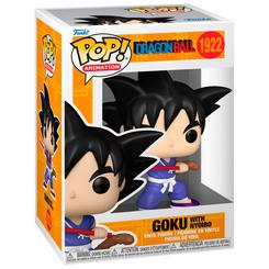 Figura POP Dragon Ball Goku de vinilo con 9 cm de altura. Representa a Goku con su bastón y cola, en caja regalo ideal para coleccionistas y fans de la serie.