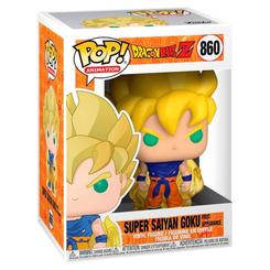 Figura POP Dragon Ball Z S8 Super Saiyan Goku First Appearance de vinilo y 9 cm de altura. Representa a Goku en su icónica transformación con aura amarilla y traje naranja, en caja regalo con ventana para exposición.