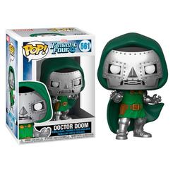 Figura POP Marvel Los 4 Fantasticos Doctor Doom de vinilo con 9 cm de altura. Reproduce al villano con su máscara metálica y capa verde, ideal para coleccionistas y fans del universo Marvel.